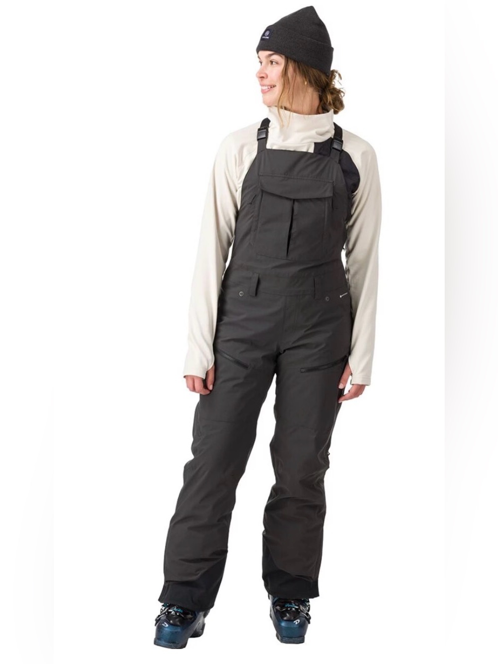 Women's Black Flylow Sphinx Cargo Bib Overalls - Small